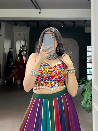 Multi-Color Lehenga & Mirror Work Blouse ClothsVilla