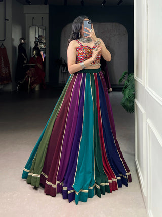 Multi-Color Lehenga & Mirror Work Blouse ClothsVilla