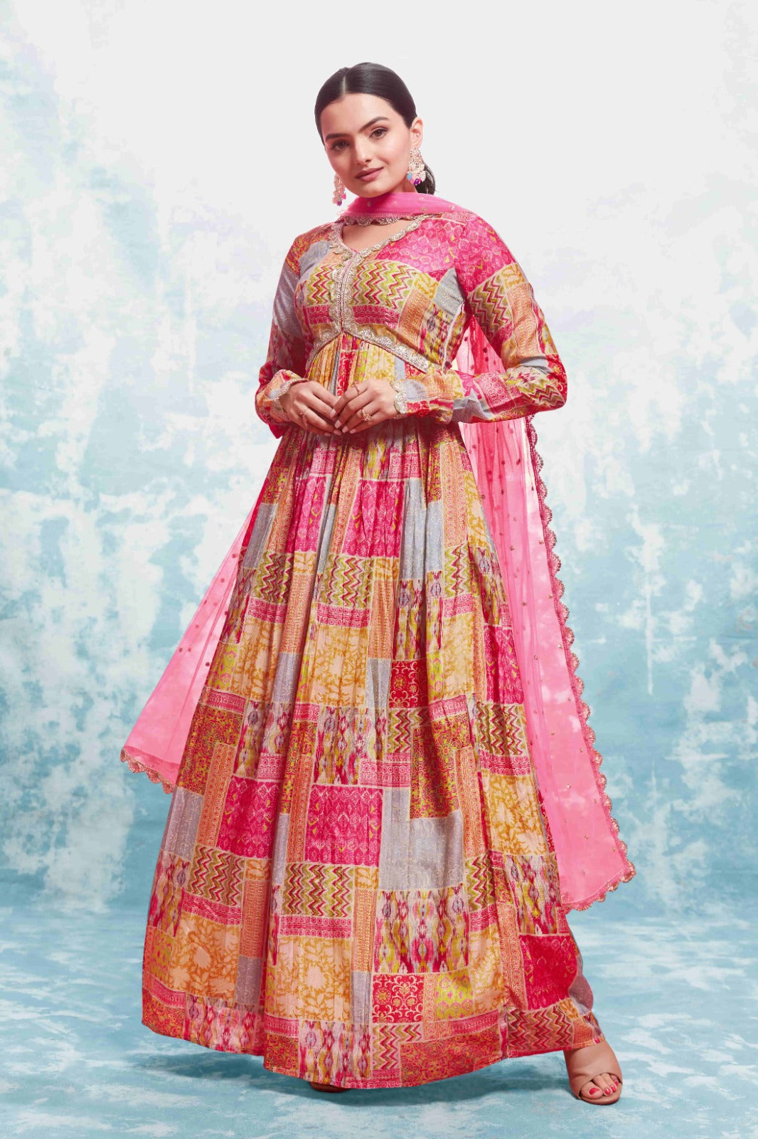Multi-Color Muslin Printed & Embroidered Suit Set | Fully Stitched & Ready to Wear ClothsVilla Main image