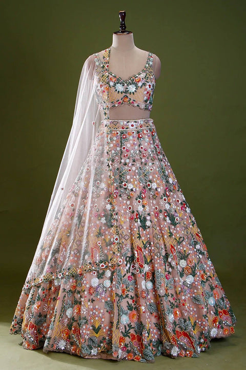 Multi-colored floral Dori & Thread Work Lehenga ClothsVilla Main image