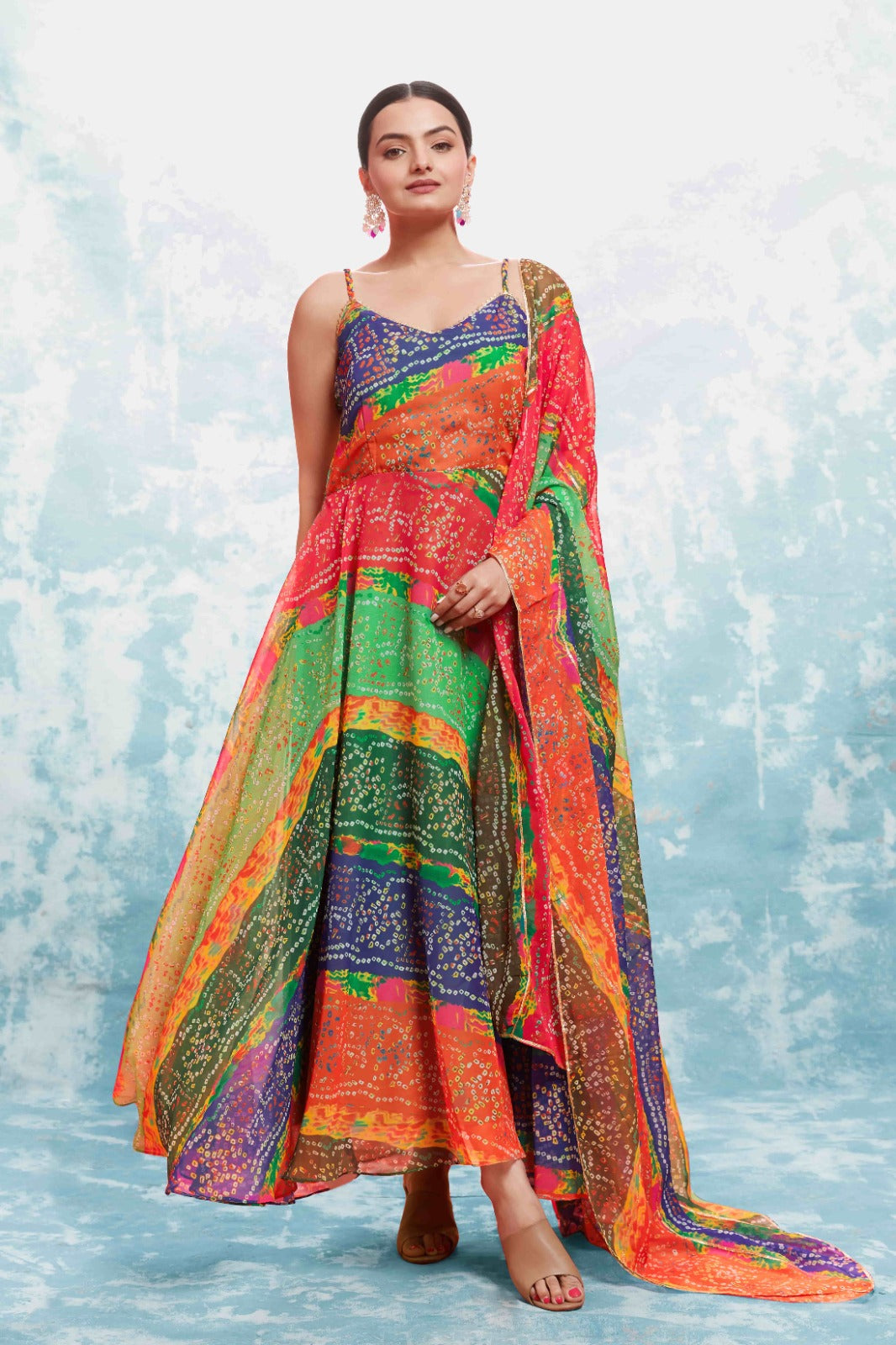 Multi-Colored Georgette Top with Printed Work - Fully Stitched Ready to Wear ClothsVilla Main image