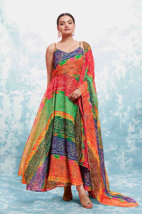 Multi-Colored Georgette Top with Printed Work - Fully Stitched Ready to Wear ClothsVilla Main image