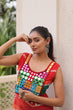 Load image into Gallery viewer, Multi Colour Bandhej Printed Georgette Kurti with Kutchi Gamthi Mirror &amp; Codi Lace Work ClothsVilla