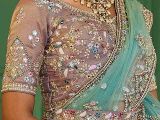 Multi colour Bridel net and Gotapatti & Moti embroidery Semi-Stitched Lehenga choli & Dupatta ClothsVilla