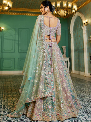 Multi colour Bridel net and Gotapatti & Moti embroidery Semi-Stitched Lehenga choli & Dupatta ClothsVilla