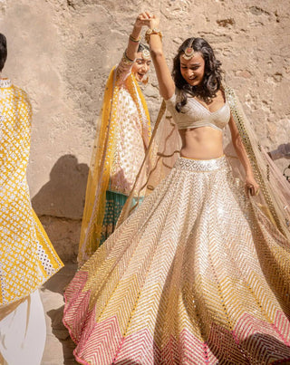 Multi Colour Desi Diva – Banarasi Satin Zari Silk Lehenga Set ClothsVilla