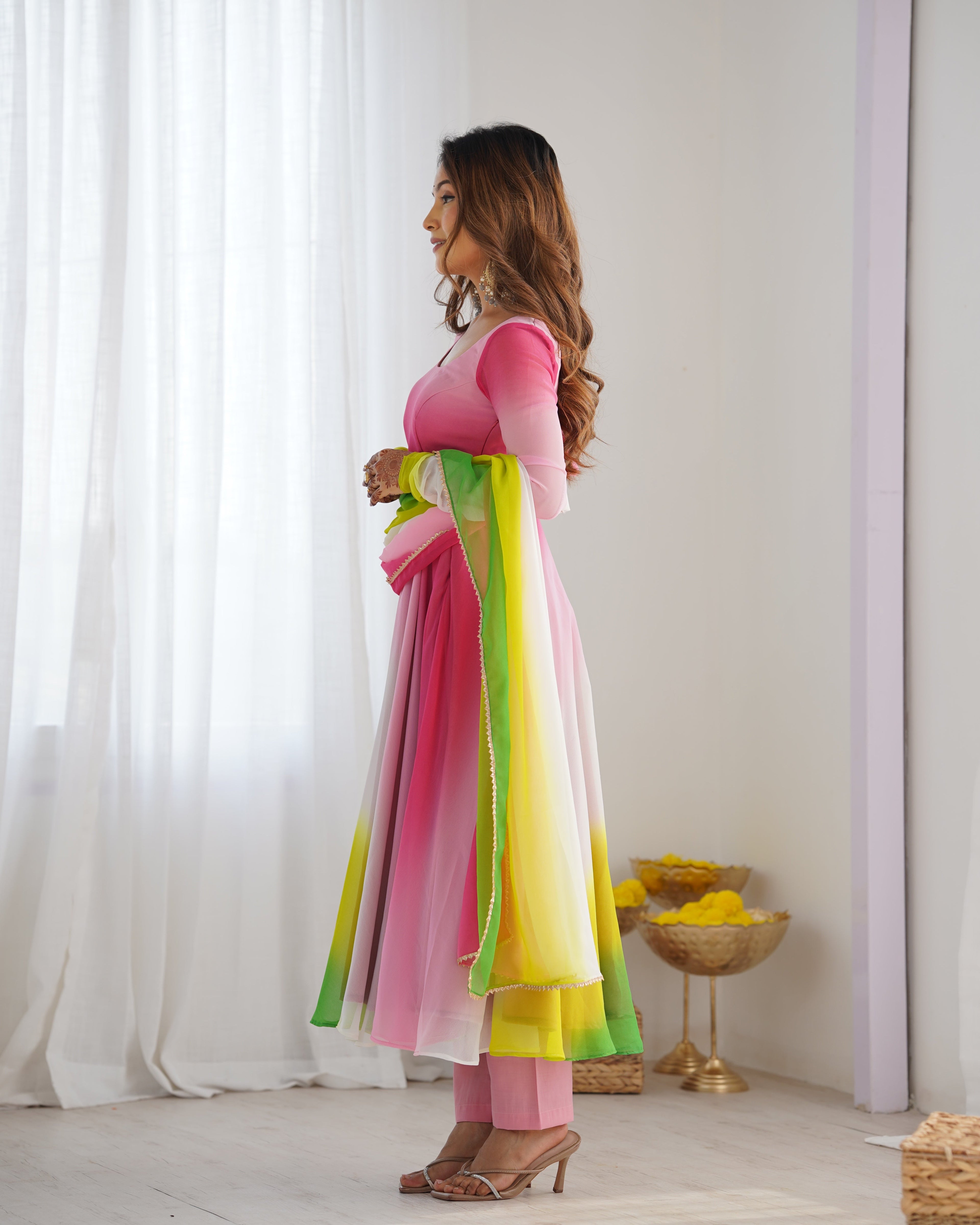 Multi Colour Elegant Colorful Fox Georgette Anarkali Set – Perfect for Festive & Wedding Wear ClothsVilla