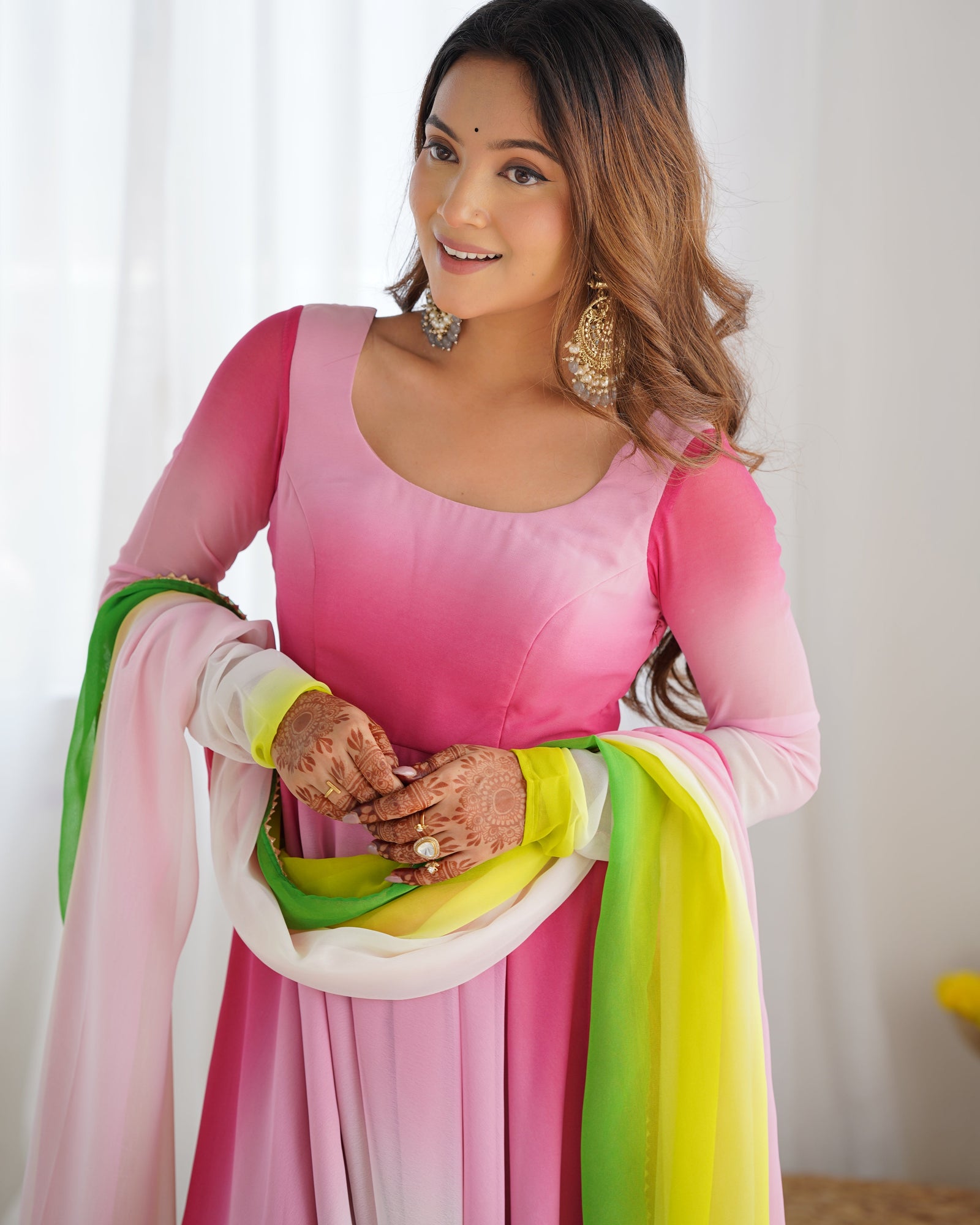Multi Colour Elegant Colorful Fox Georgette Anarkali Set – Perfect for Festive & Wedding Wear ClothsVilla