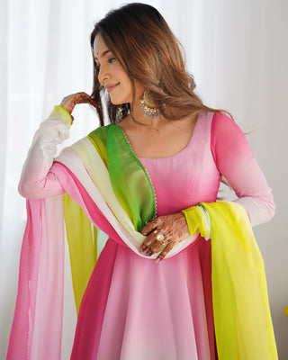 Multi Colour Elegant Colorful Fox Georgette Anarkali Set – Perfect for Festive & Wedding Wear ClothsVilla