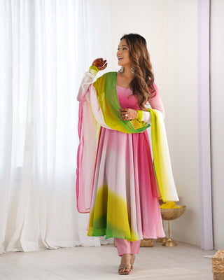 Multi Colour Elegant Colorful Fox Georgette Anarkali Set – Perfect for Festive & Wedding Wear ClothsVilla