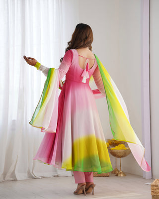 Multi Colour Elegant Colorful Fox Georgette Anarkali Set – Perfect for Festive & Wedding Wear ClothsVilla