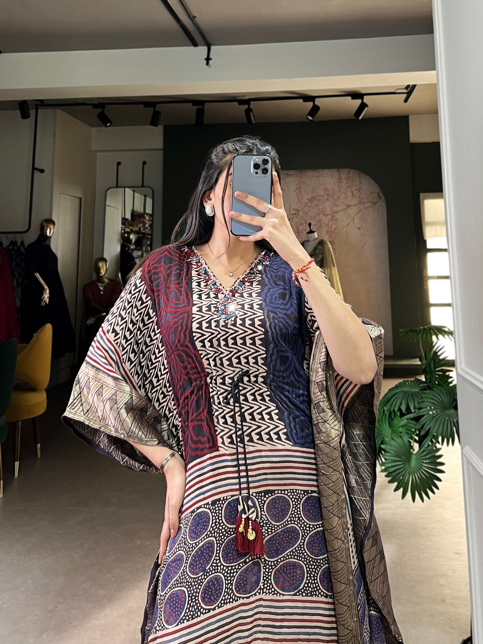 Multi Colour Elegant Pure Viscose Handwork Kaftan with Zari Border ClothsVilla