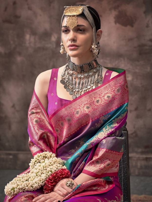 Multi Colour Graceful Art Silk Printed Handloom Saree with Unstitched Blouse Piece ClothsVilla