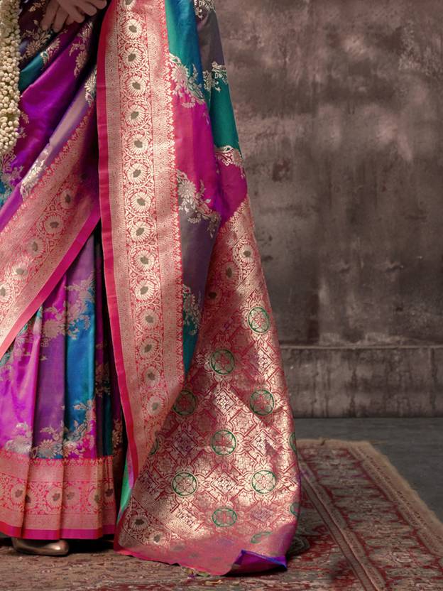 Multi Colour Graceful Art Silk Printed Handloom Saree with Unstitched Blouse Piece ClothsVilla