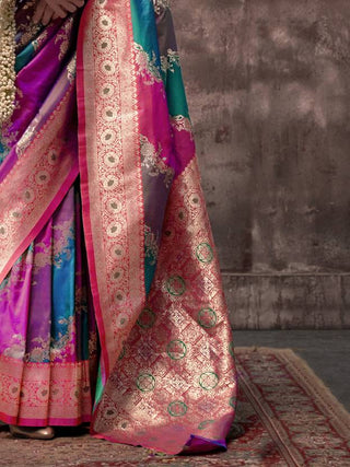 Multi Colour Graceful Art Silk Printed Handloom Saree with Unstitched Blouse Piece ClothsVilla