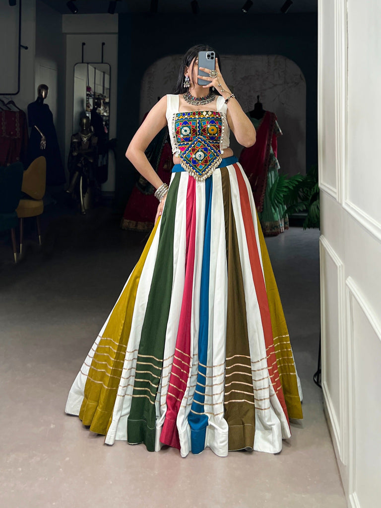 Multi Colour Mirror Work Gota Patti Lehenga ClothsVilla