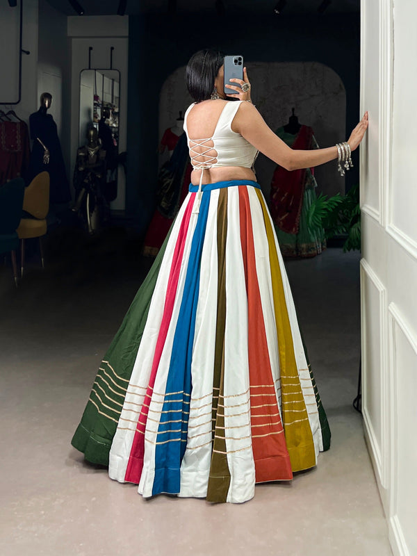 Multi Colour Mirror Work Gota Patti Lehenga ClothsVilla