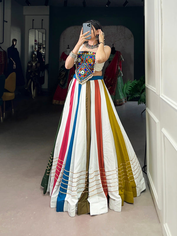 Multi Colour Mirror Work Gota Patti Lehenga ClothsVilla