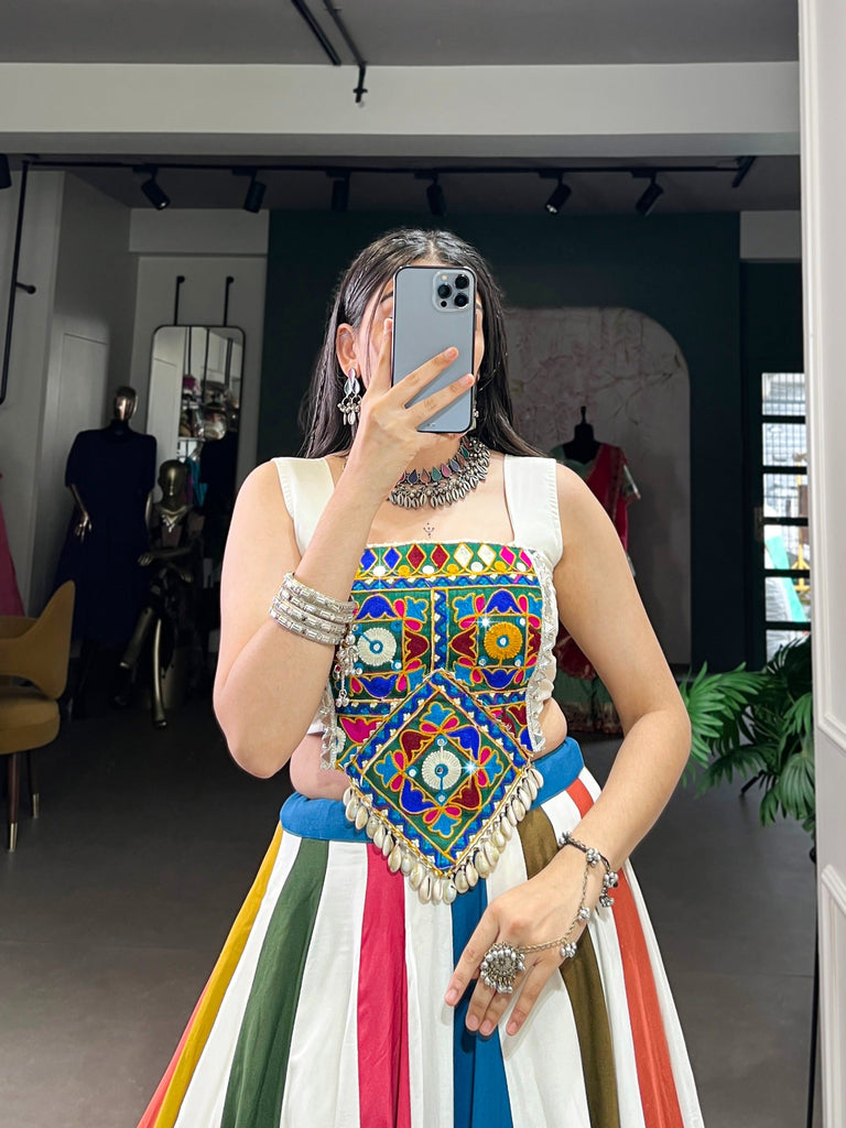 Multi Colour Mirror Work Gota Patti Lehenga ClothsVilla