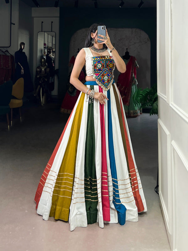 Multi Colour Mirror Work Gota Patti Lehenga ClothsVilla