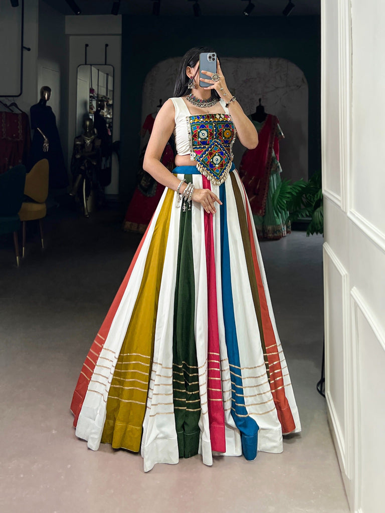 Multi Colour Mirror Work Gota Patti Lehenga ClothsVilla
