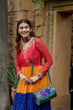 Load image into Gallery viewer, Multi Colour Premium Georgette 3-Layer Ruffle Anarkali Gown with Mirror Work ClothsVilla