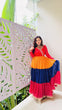 Load image into Gallery viewer, Multi Colour Premium Georgette 3-Layer Ruffle Anarkali Gown with Mirror Work ClothsVilla