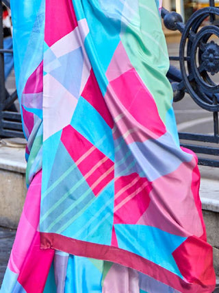 Multi Colour Printed Elegant Crepe Silk Saree with Digital Print – Party & Traditional Wear ClothsVilla