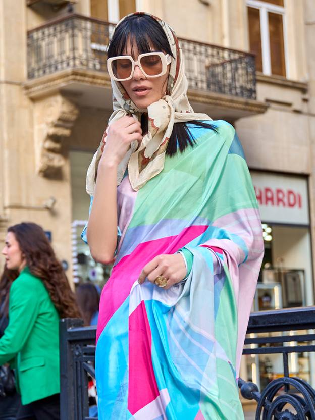 Multi Colour Printed Elegant Crepe Silk Saree with Digital Print – Party & Traditional Wear Secondary image