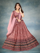 Load image into Gallery viewer, Multicolor Ajrakh Lehenga Choli with Heavy Digital Print &amp; Crush Work ClothsVilla