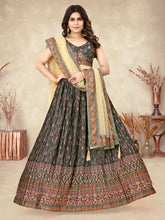 Load image into Gallery viewer, Multicolor Ajrakh Lehenga Choli with Heavy Digital Print &amp; Crush Work ClothsVilla