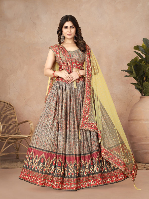 Multicolor Ajrakh Printed Leheng Choli ClothsVilla