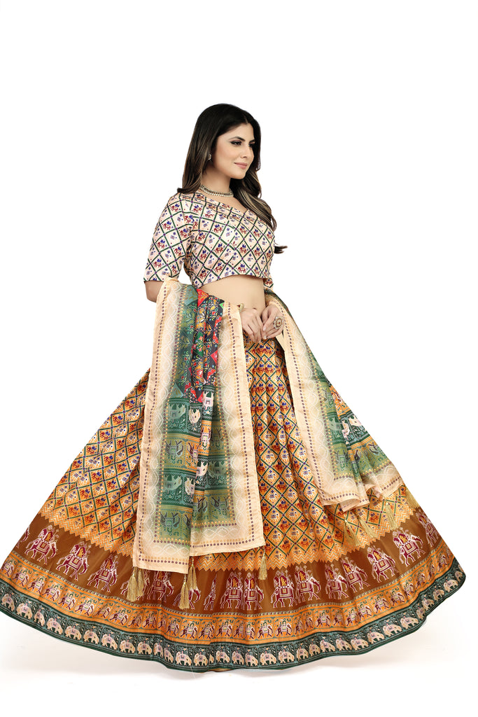 Multicolor Dazzler: Embroidered Dola Silk Lehenga Choli Set ClothsVilla