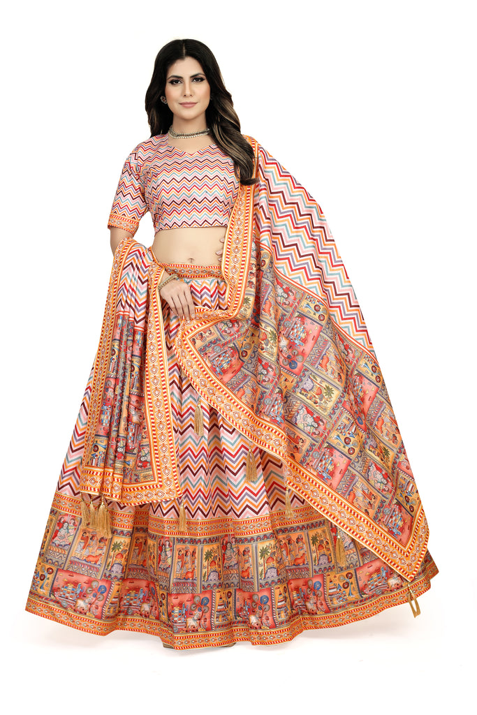 Multicolor Dola Silk Lehenga Choli Set - Perfect for Navratri ClothsVilla