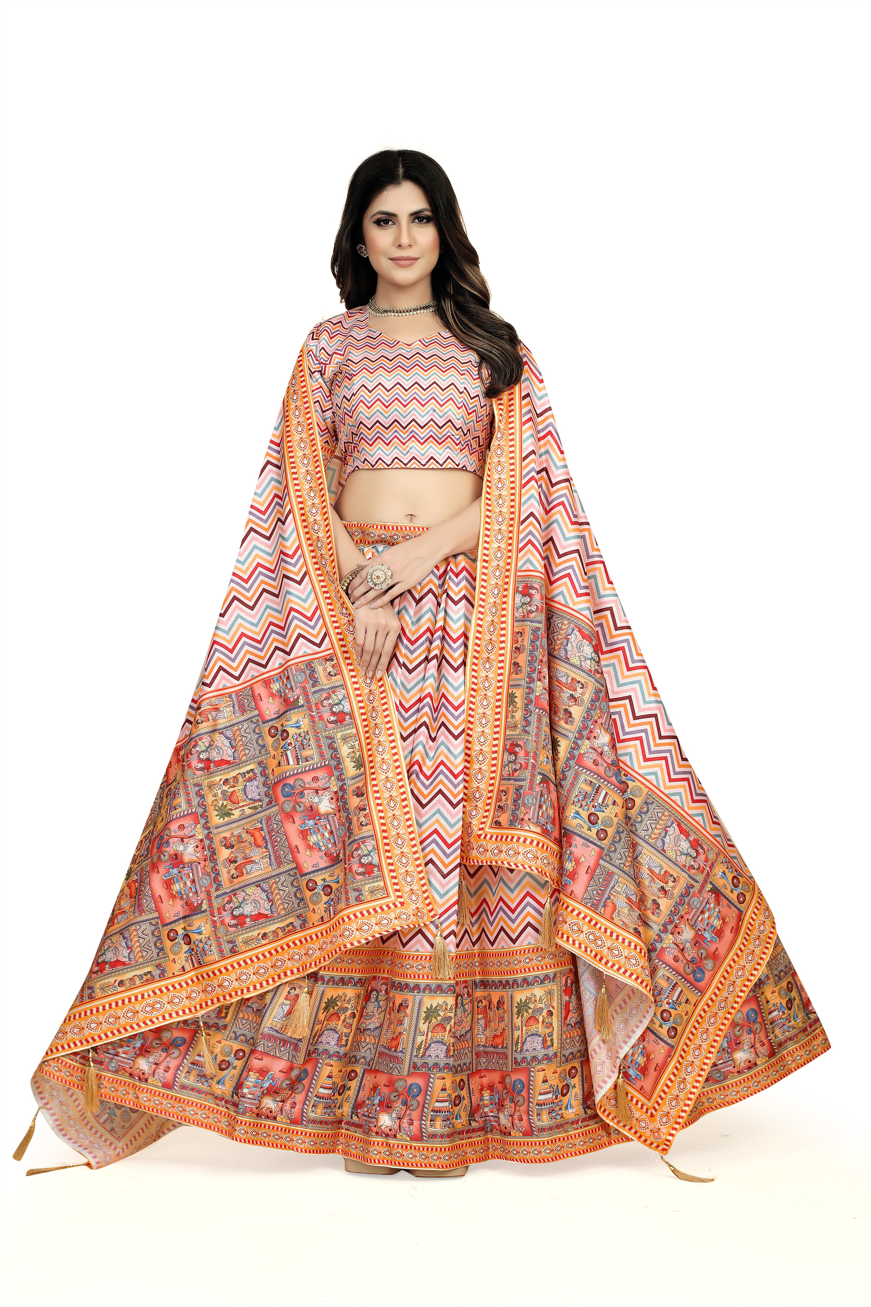 Multicolor Dola Silk Lehenga Choli Set - Perfect for Navratri ClothsVilla Main image