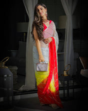 Load image into Gallery viewer, Multicolor Georgette Silk Saree with Dazzling Sequence Work and Red Benglori Satin Blouse ClothsVilla