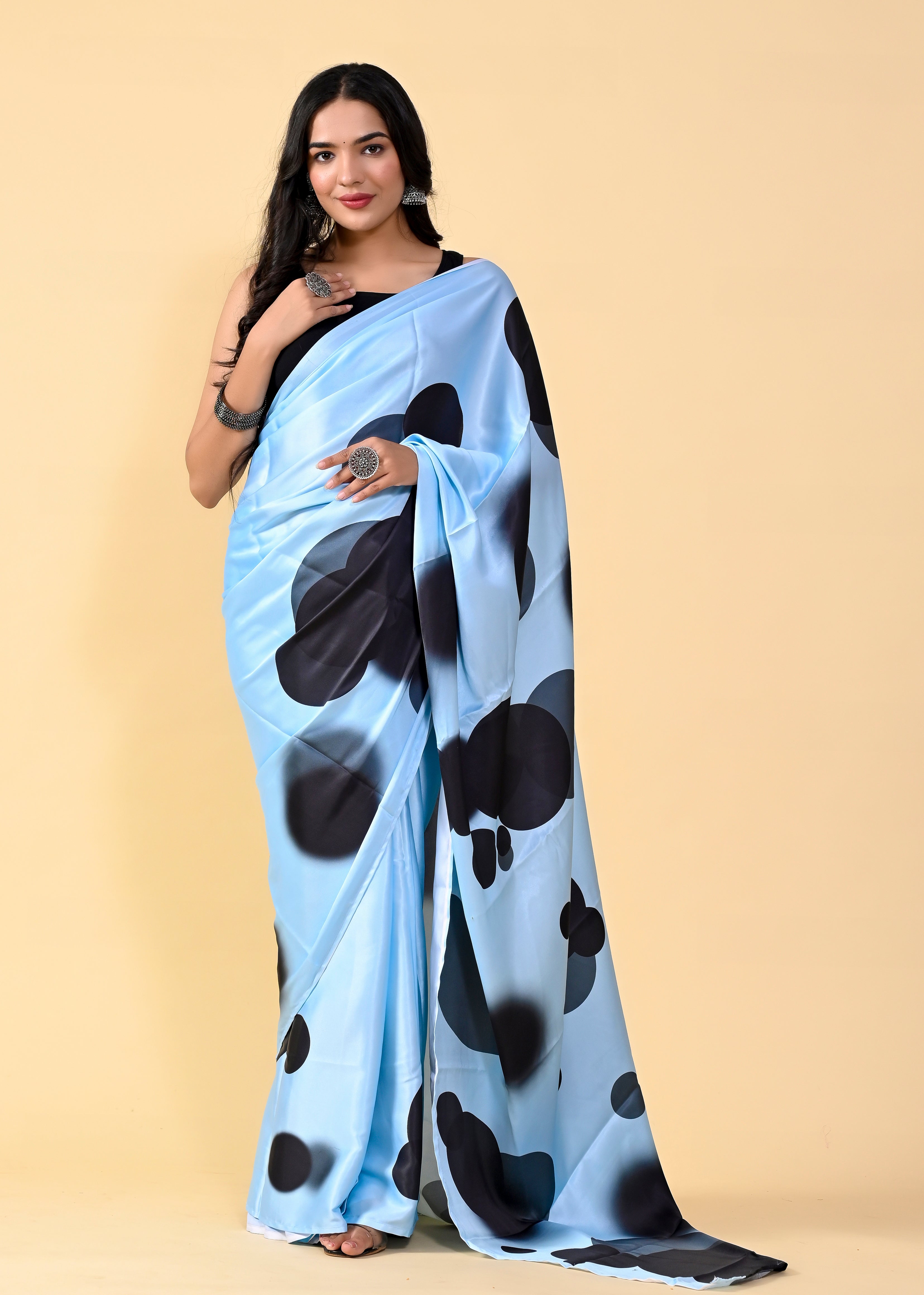 Multicolor Kalamkari Digital Printed Heavy Satin Silk Saree with Silk Blouse ClothsVilla Main image