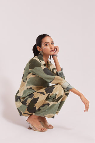 Multicolor Printed Crepe Co-Ord Set Top & Pant Ready To Wear ClothsVilla
