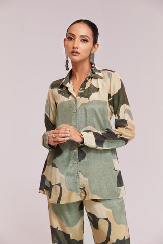 Multicolor Printed Crepe Co-Ord Set Top & Pant Ready To Wear ClothsVilla