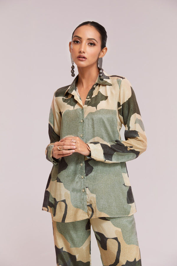 Multicolor Printed Crepe Co-Ord Set Top & Pant Ready To Wear ClothsVilla