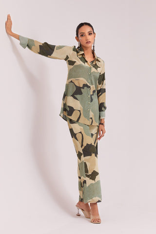 Multicolor Printed Crepe Co-Ord Set Top & Pant Ready To Wear ClothsVilla