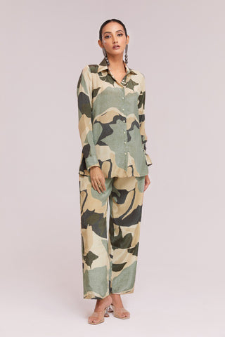 Multicolor Printed Crepe Co-Ord Set Top & Pant Ready To Wear ClothsVilla