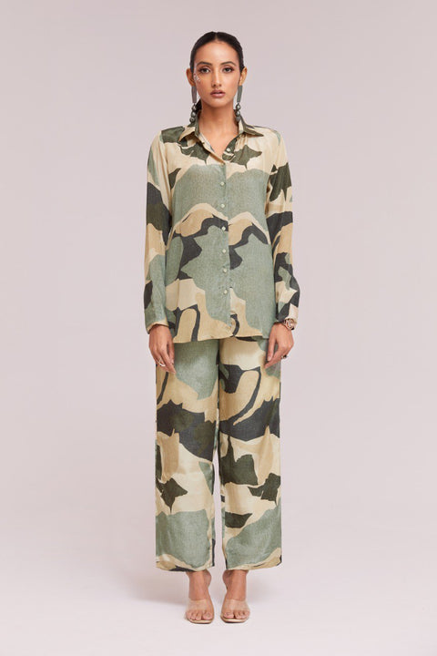 Multicolor Printed Crepe Co-Ord Set Top & Pant Ready To Wear ClothsVilla Main image