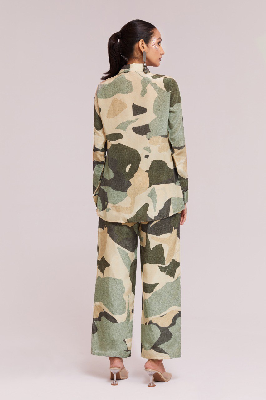Multicolor Printed Crepe Co-Ord Set Top & Pant Ready To Wear ClothsVilla