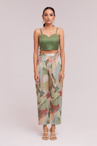 Multicolor Printed Modal Satin Co-Ord Set  Blazer, Blouse & Pant Ready To Wear ClothsVilla