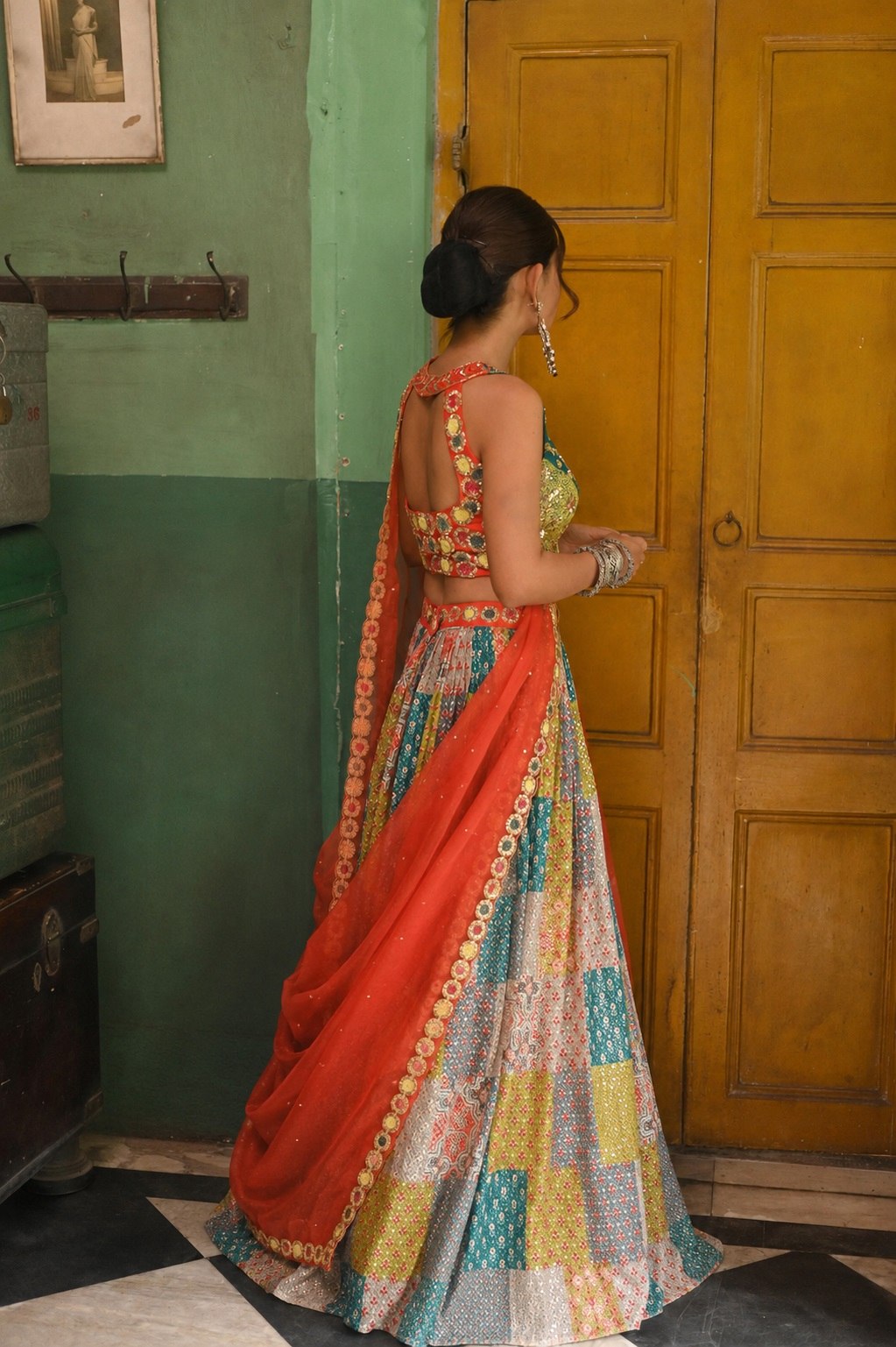 Multicolor Printed Silk Lehenga Choli ClothsVilla