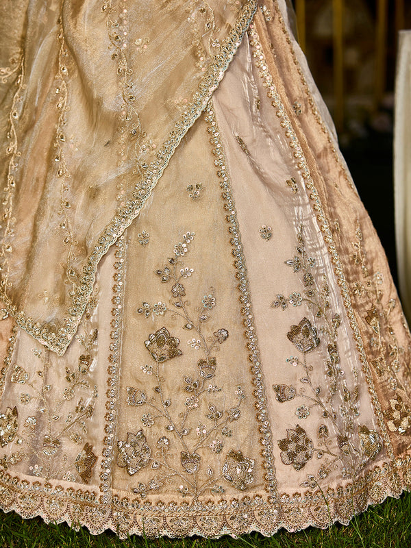 Multicolor Satin Silk Beads & Sequins Embroidered Lehenga Choli with Matching Dupatta – 3.5 Meter Flair, Fully Stitched ClothsVilla