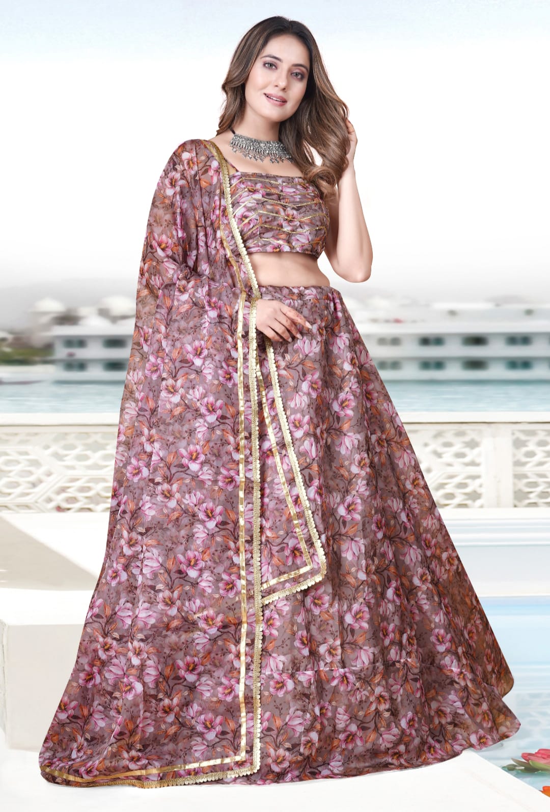Multicolor Teby Soft Organza Digital Printed Lehenga Choli Set ClothsVilla Main image