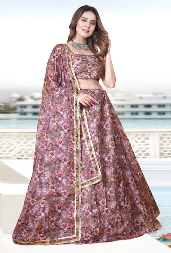 Multicolor Teby Soft Organza Digital Printed Lehenga Choli Set ClothsVilla