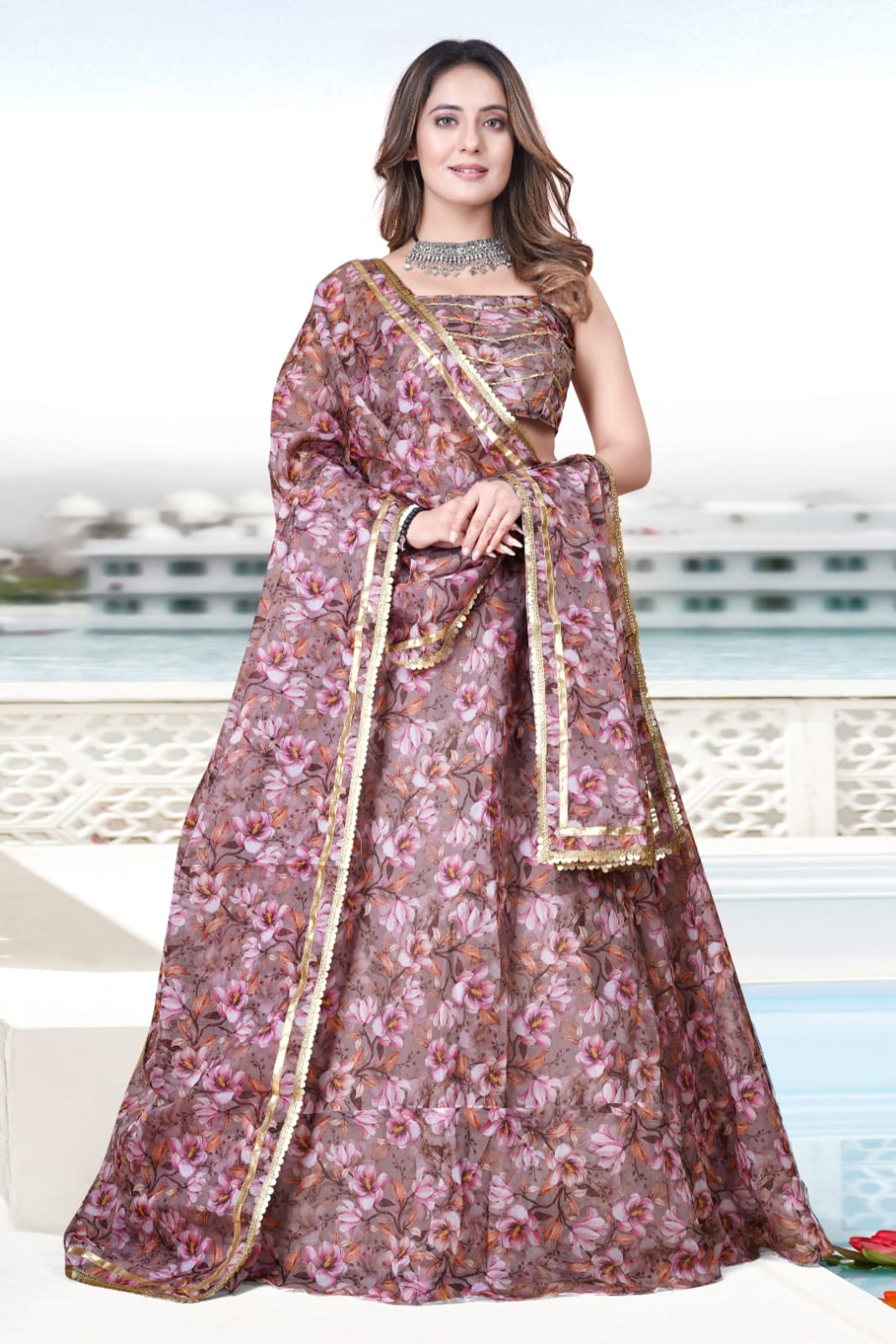 Multicolor Teby Soft Organza Digital Printed Lehenga Choli Set ClothsVilla